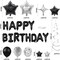 56PCS Black & Silver Happy Birthday Balloon Set – 14" Happy Birthday Banner, Star Balloons, Latex & Confetti Balloons for Boys, Girls, Men & Women Birthday Party Decorations (Black)